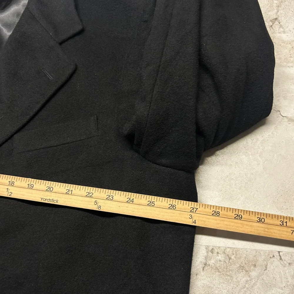 Ralph Lauren Chaps Overcoat Black Mens 48R 100% Cashmere Italian Fabric Coat